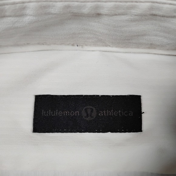 Lululemon Athletica Mens Performance Button Down Shirt Off White Mesh Vents XL - Picture 2 of 9